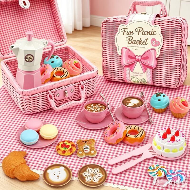 Coffee Tea Gift Basket - Simulation Picnic Food With Basket Kitchen
