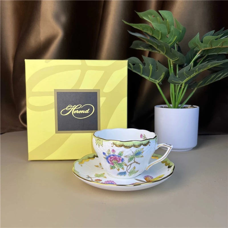 Coffee Tea Gift Basket - Flower Basket Coffee Cup and Saucer