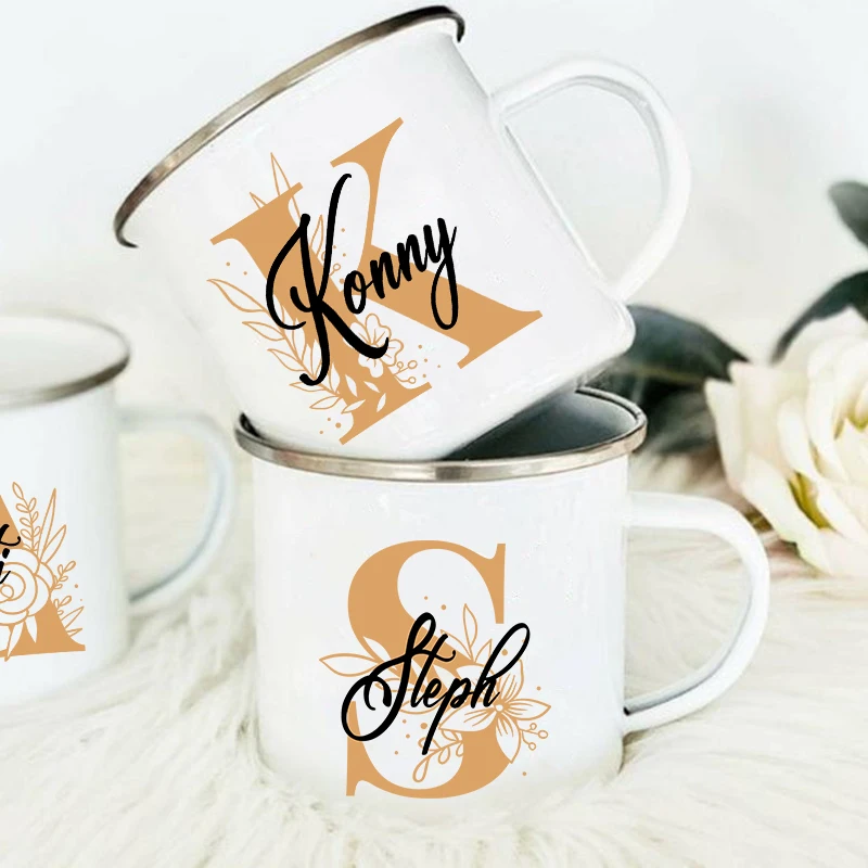 Coffee Tea Name - Personalized Mugs Floral Initial Name Cup