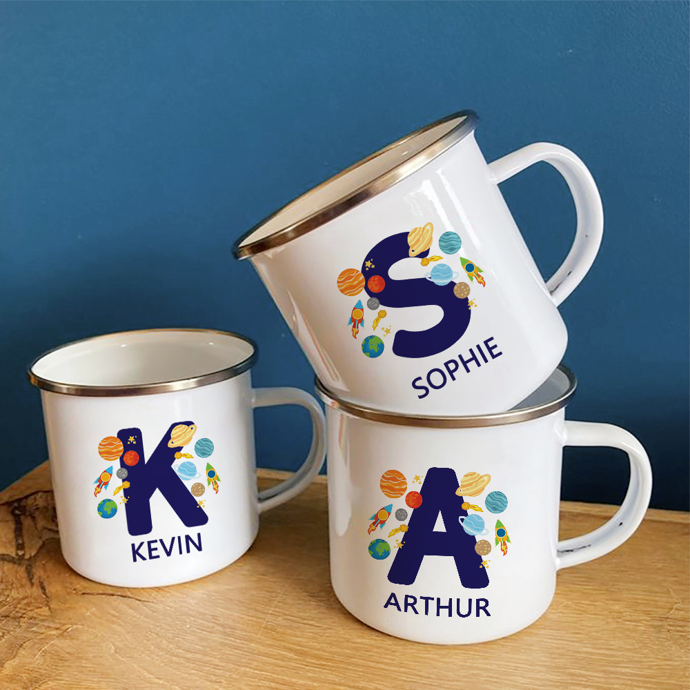 Coffee Tea Name - Personalized Mug for Kids Space Letter
