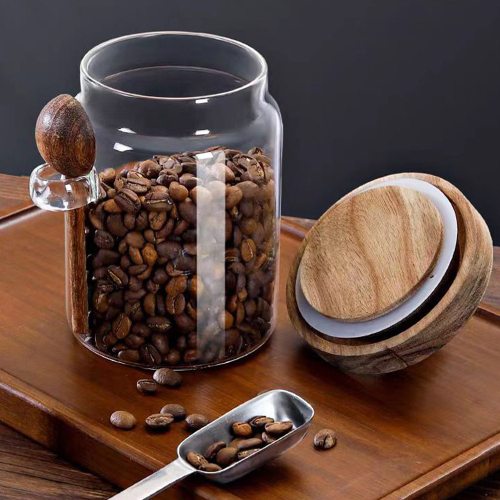 Coffee Tea Bean - Glass Coffee Bean Storage Jar Airtight