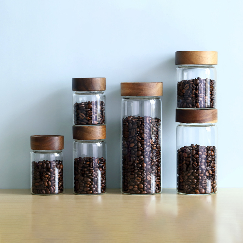 Coffee Tea Tumbler - Glass Tube Coffee Beans Storage Container