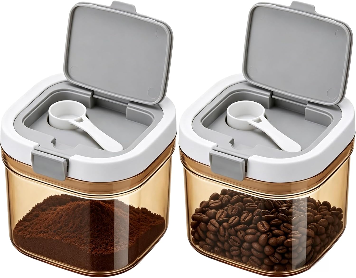 Coffee Tea Tumbler - 2pcs Coffee Canister with Scoop Airtight