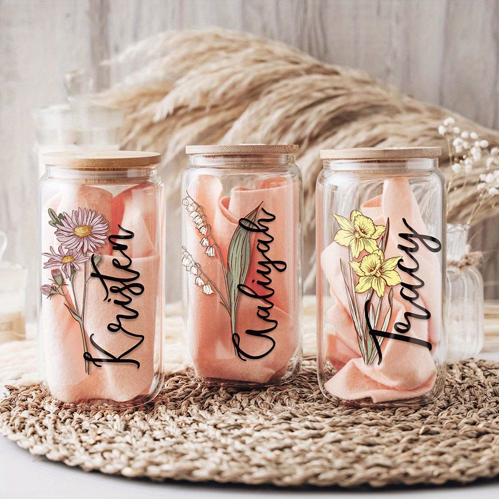 Custom Birth Flower Name Glass - Coffee Tea Name recension och pris