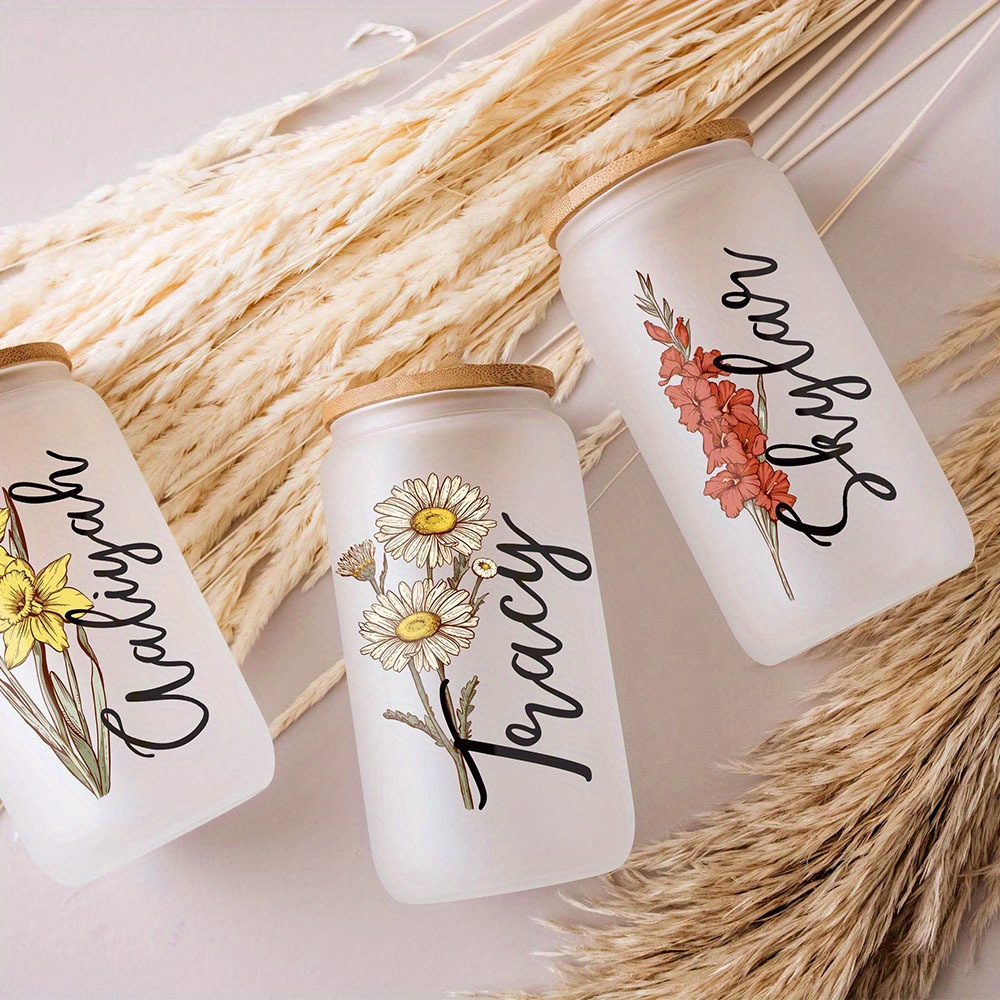 Custom Birth Flower Name Glass - Coffee Tea Name recension och pris