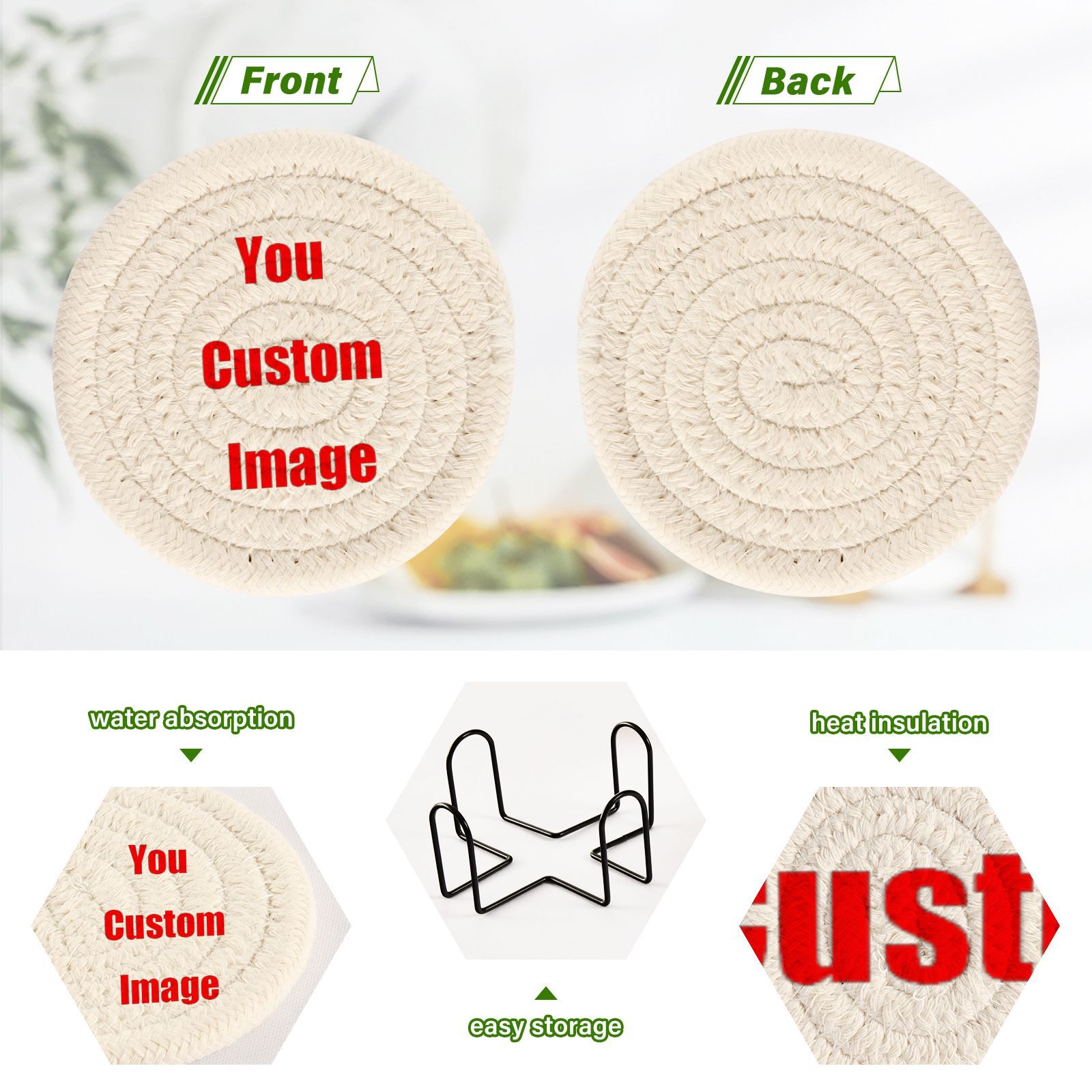 6Pcs Cup Coasters for Drinks A - Coffee Tea Images recension och pris