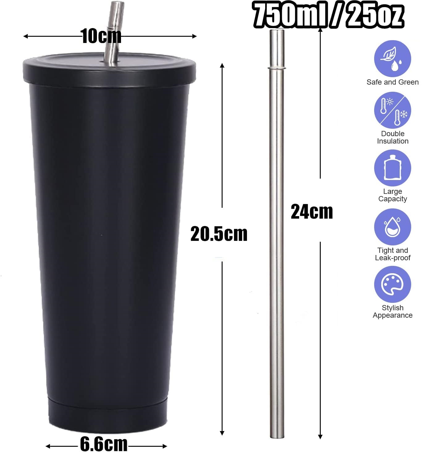 750ml Double-Wall Insulated Tu - Coffee Tea Tumbler recension och pris
