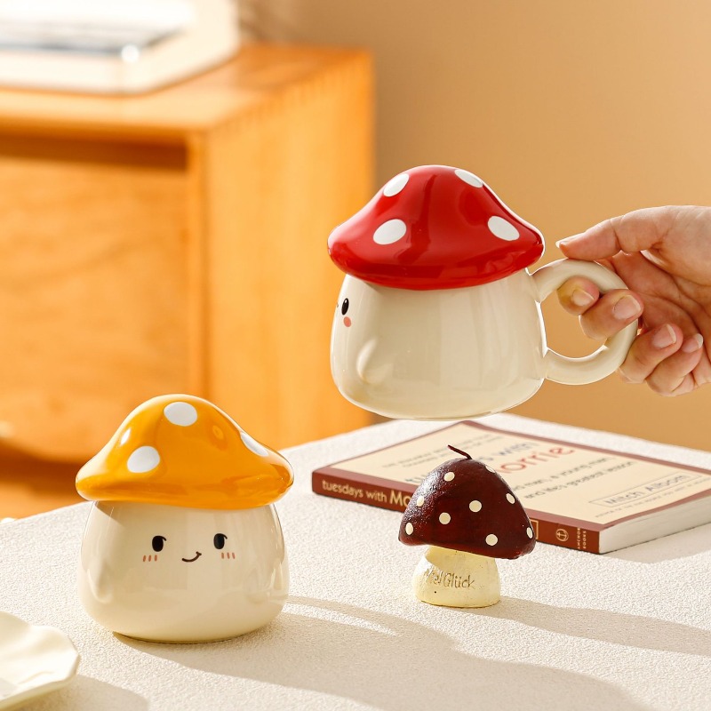 Mushroom Ceramic Mug with Lid  - Coffee Tea Latte recension och pris