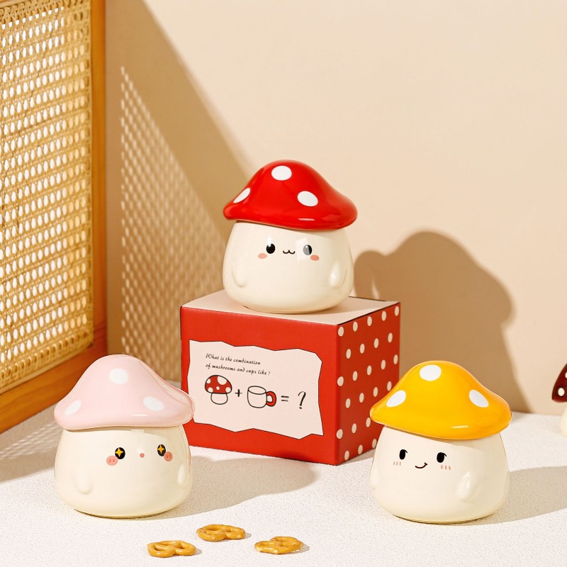 Mushroom Ceramic Mug with Lid  - Coffee Tea Latte recension och pris