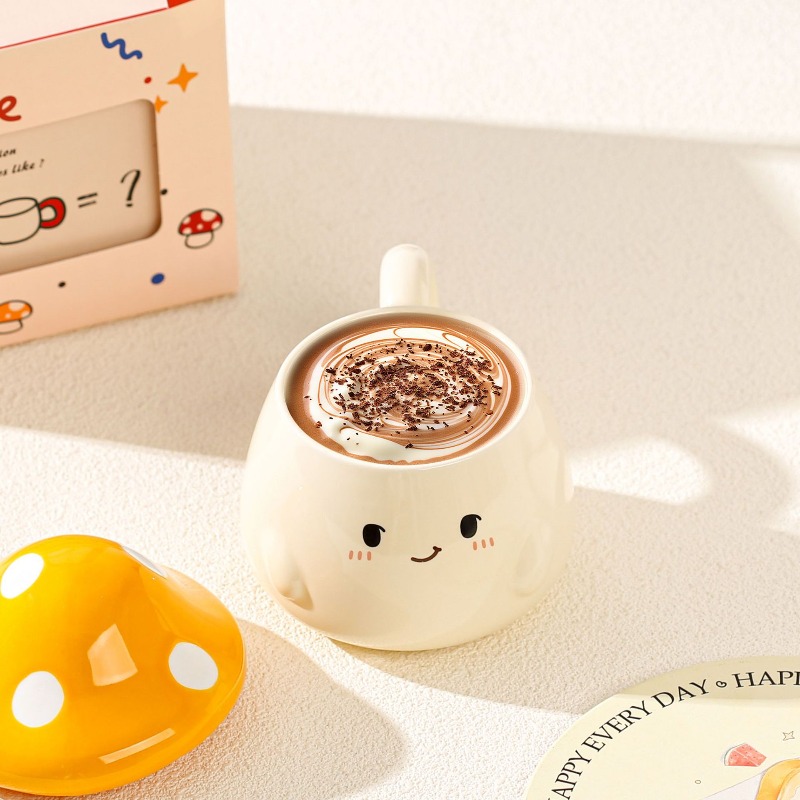 Mushroom Ceramic Mug with Lid  - Coffee Tea Latte recension och pris
