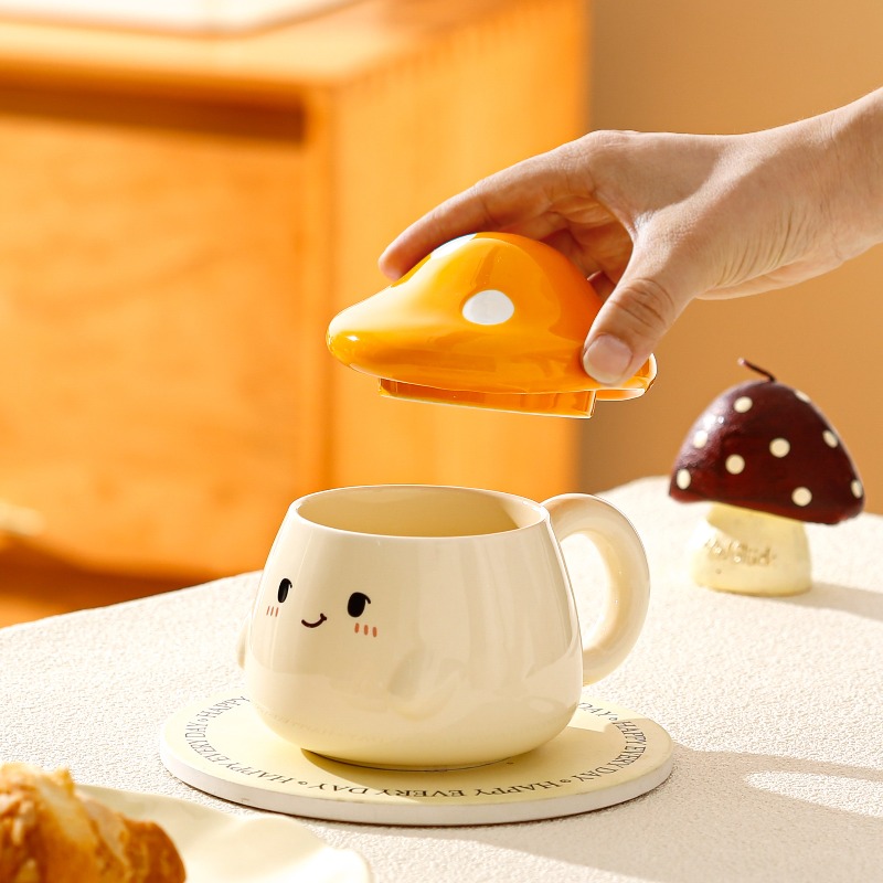Mushroom Ceramic Mug with Lid  - Coffee Tea Latte recension och pris